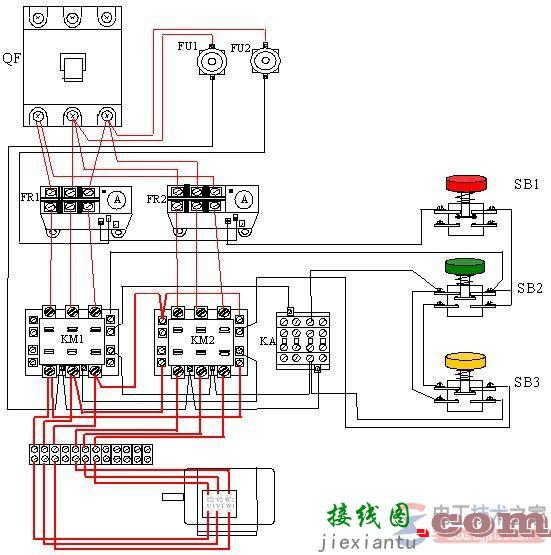 交流接触器控制双速电动机的原理图与接线图  第2张