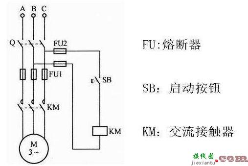 电机控制电路接线图（异步电动机可逆控制电路/控制电机正反转/单向运行电气控制线路）  第2张