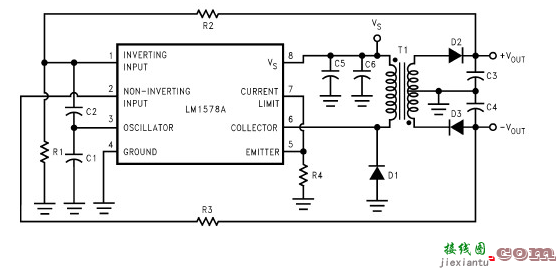 LM1578A开关稳压器组成的RS232电源电路  第1张