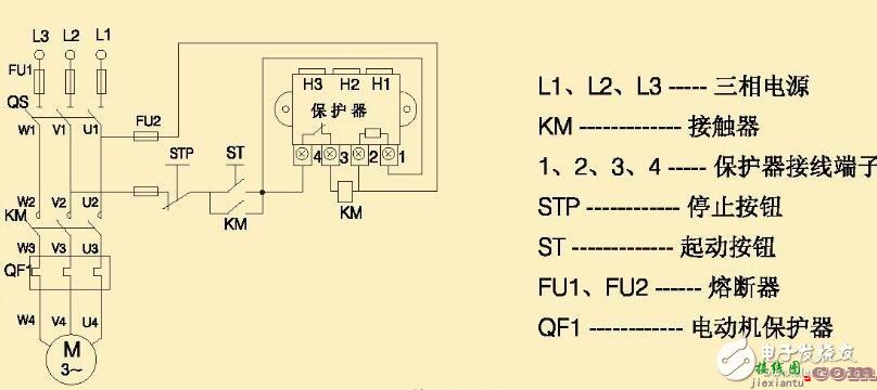 电动机综合保护器和交流接触器接线图  第1张