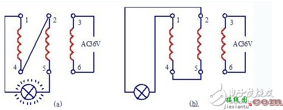 交流指示灯（或交流电压表）法 - 三相异步电动机绕组接线图和首末端判断方法图解  第1张