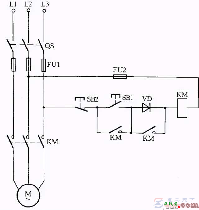 一例交流接触器的低电压启动线路  第1张