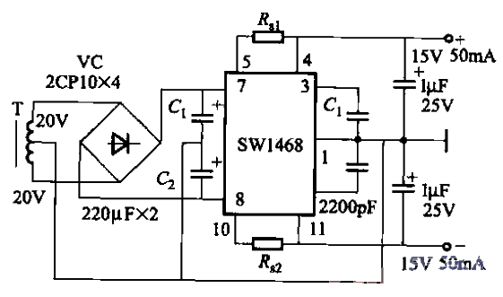 采用SW1468稳压块的双极性稳压电源电路之一  第1张