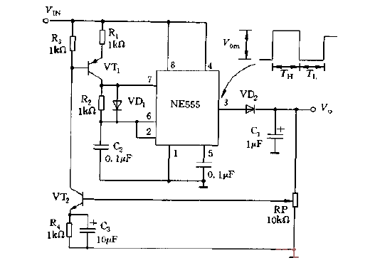 NE555构成的高效脉宽调制稳压电源电路图  第1张