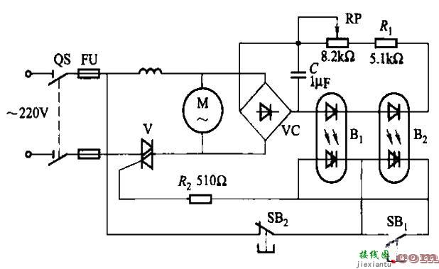 光电耦合器构成的异步电机保护电路  第1张