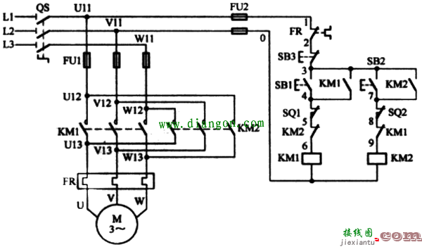 电动机行程开关限位控制电路工作原理图解  第4张