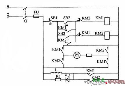 改变直流电动机电枢电压极性实现正反转启动电路图  第1张