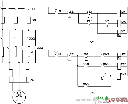 串电阻（或电抗）降压起动控制线路  第1张