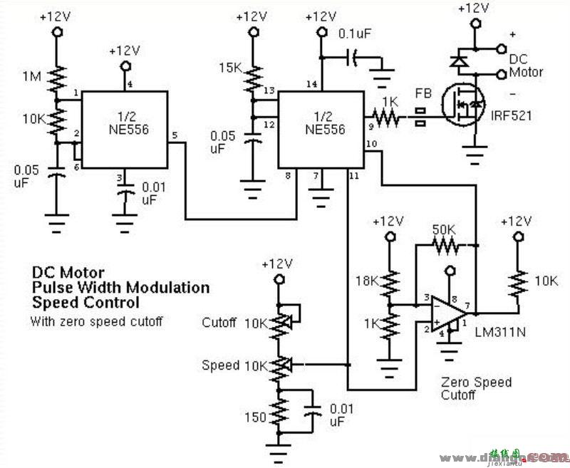脉宽调制(PWM)直流电机速度控制器电路图  第1张