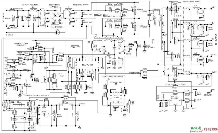 一款典型的ATX电源设计电路图  第1张