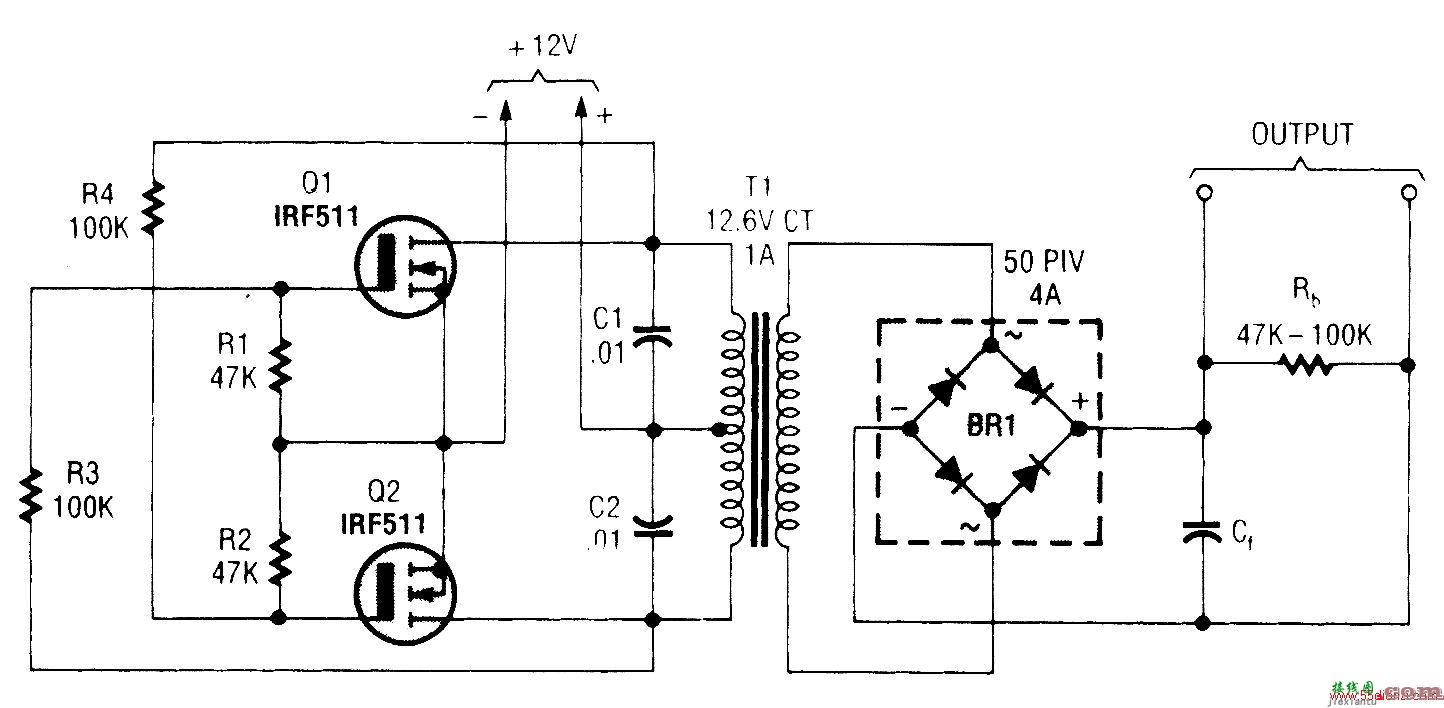 功率MOSFET逆变器电路图  第1张