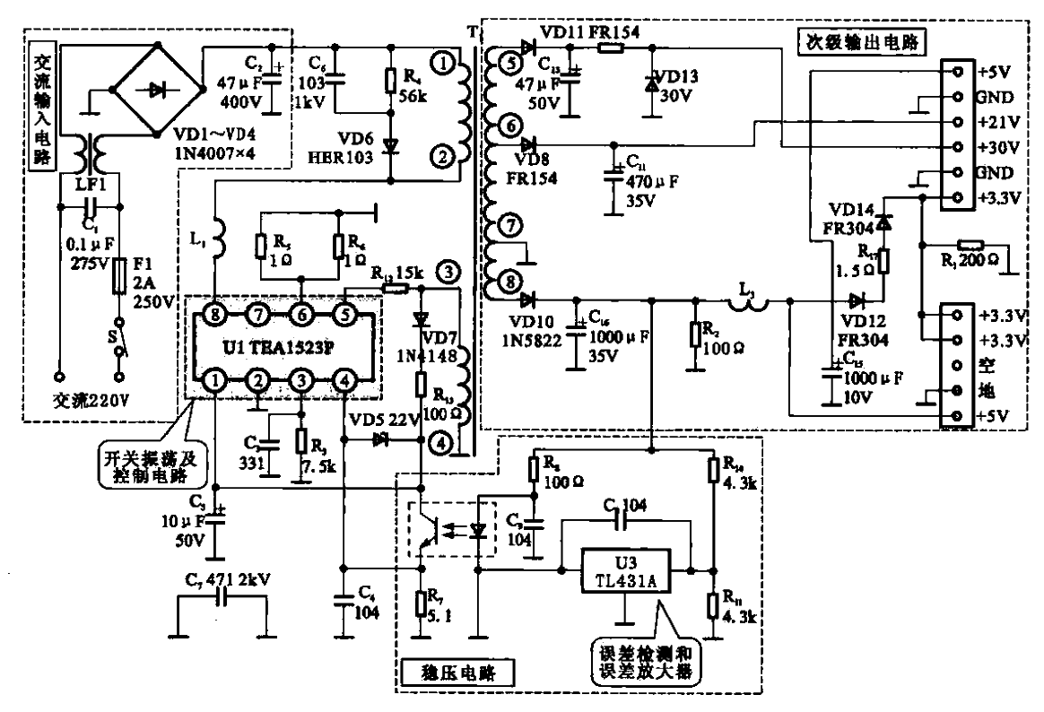 东仕IDS-2000F机顶盒的开关电源电路  第1张