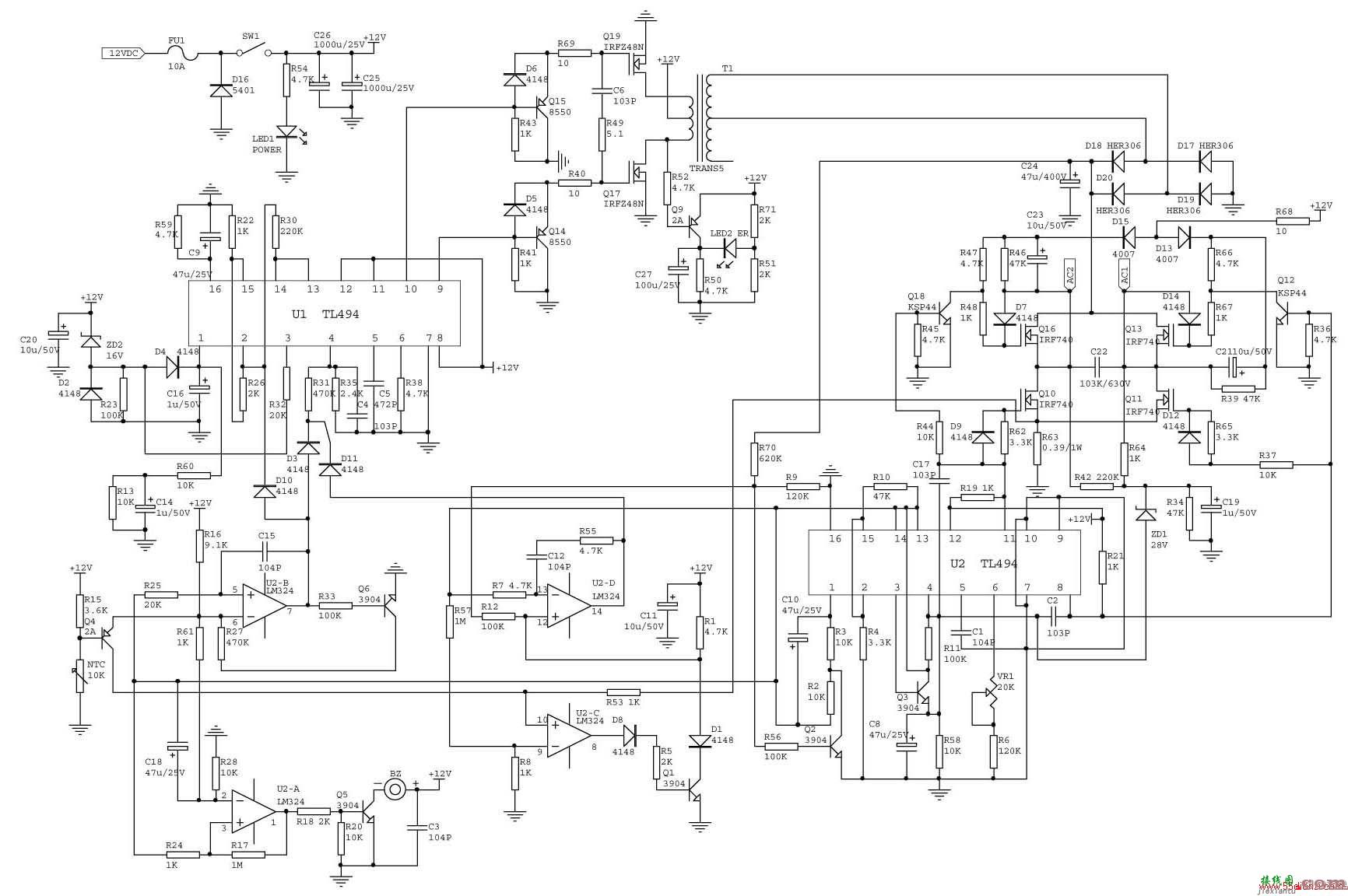 市面上常见的逆变器原理电路图  第1张