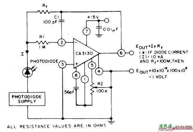 光电二极管电流-电压转换器电路  第1张