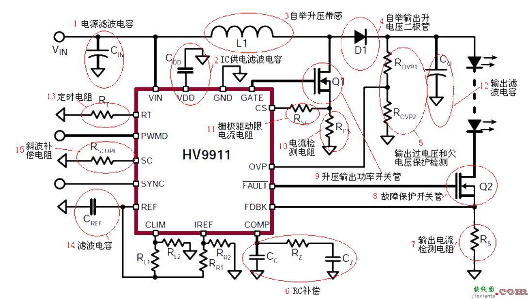 详解基于HV9911升压式高亮度LED背光驱动电路设计  第1张