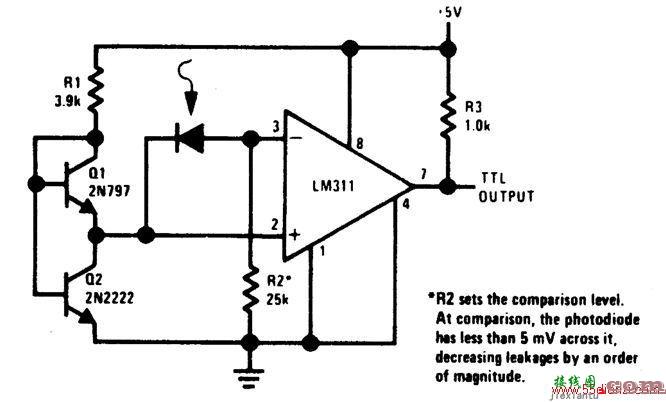 精密光电二极管比较器电路图  第1张