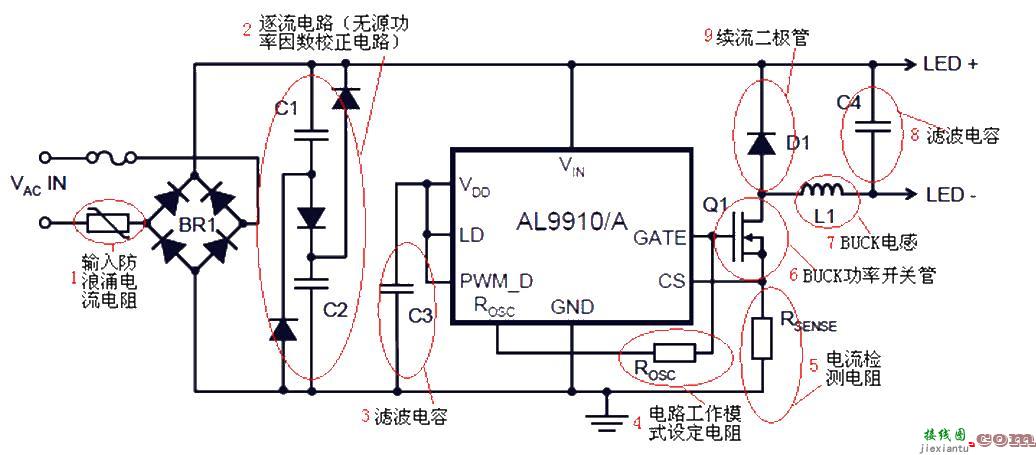 高电压脉冲宽度调制(PWM)LED驱动器控制器电路图解析  第1张