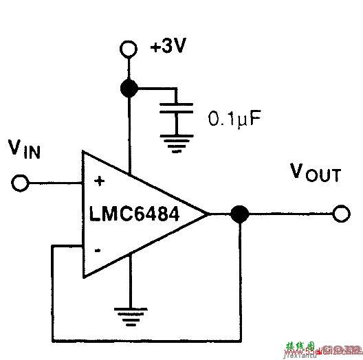 3V轨至轨单电源缓冲器电路图  第1张