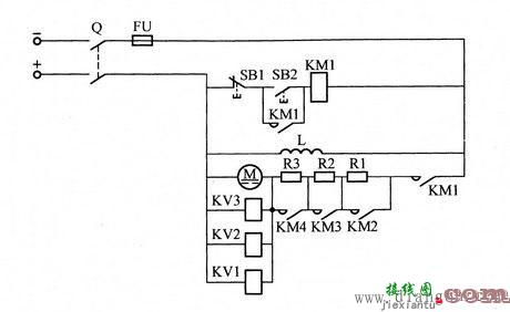 按速度\电流\时间原则切除直流电动机启动电阻的电路图  第1张