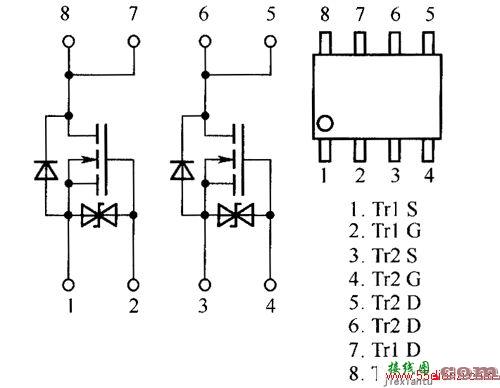 场效应晶体管SP8K3、SP8K4、SP8K5内部电路图  第1张