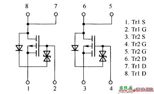 场效应晶体管SP8J1、SP8J2、SP8J3、SP8J5内部电路图  第1张