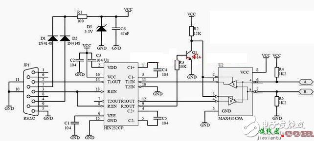 一种简单RS232转RS485转换器电路设计  第2张