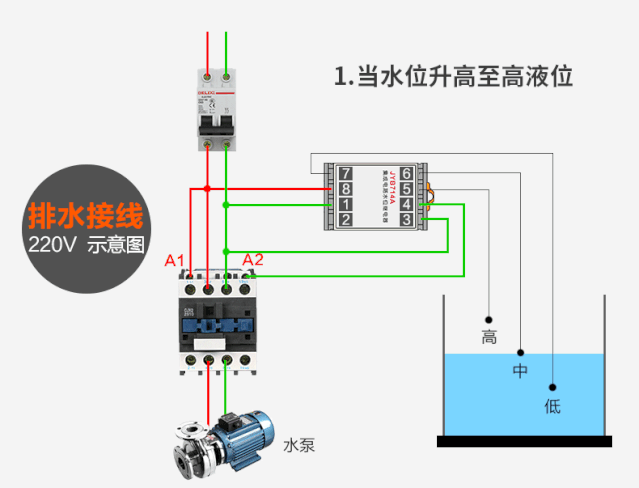 液位继电器的接线方法，4张动态演示，小白都能看懂的实物接线  第5张
