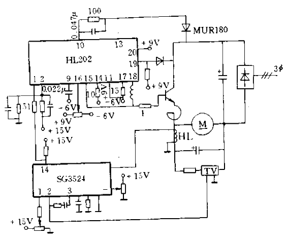 HL202用于直流电动机斩波调速系统中的原理图  第1张