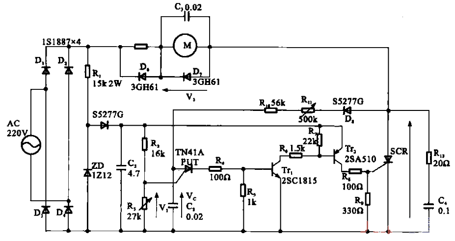晶闸管控制电动机转速控制电路  第1张