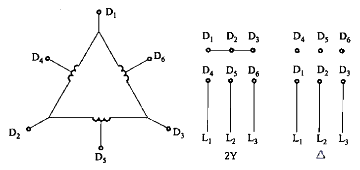 双速电动机定子绕组2Y-△接法  第1张