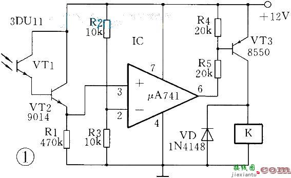 用UA741或NE555组成的光控开关电路  第1张