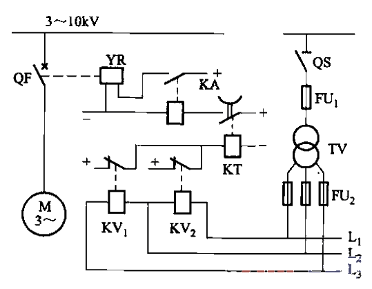 采用两个低电压继电器的低电压保护电路  第1张