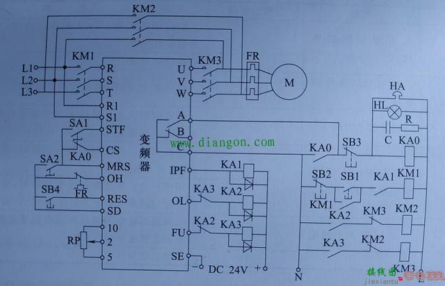 变频器工频与变频切换的电路与参数设置  第1张