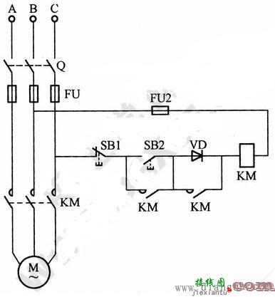 交流接触器低电压起动电动机电路原理图解  第1张