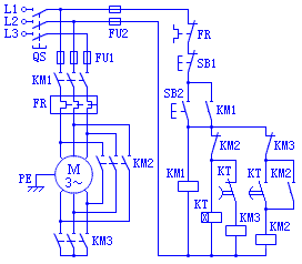 采用时间继电器的Y-△降压起动控制电路原理图解  第1张