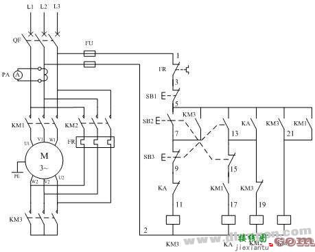 鼠笼式三相异步电动机Y－△降压手动控制电路图分析  第1张