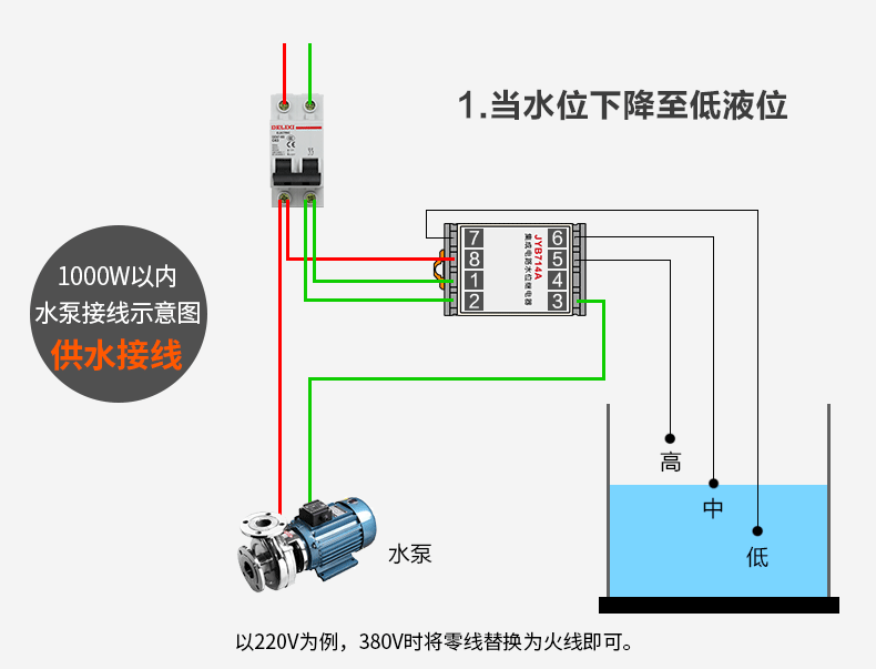 液位继电器怎么接线？220V/380V液位继电器实物接线图  第5张