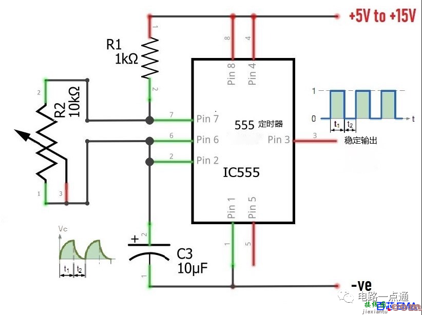 555定时器闪光灯设计方案 使用555定时器IC设计可调节单/双LED闪光灯电路  第1张