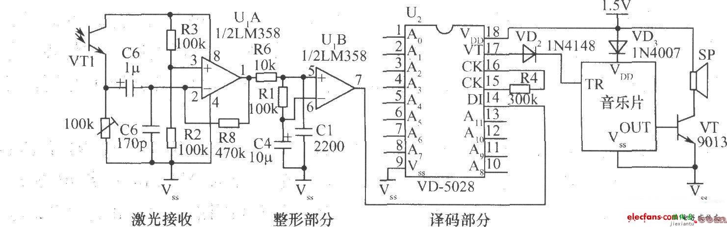 VD5026+激光电筒构成的编码接收电路  第1张