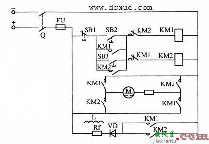 改变直流电动机电枢电压极性实现正反转启动电路  第1张