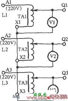 用三只调压器星形接线获得0～433V电压  第1张