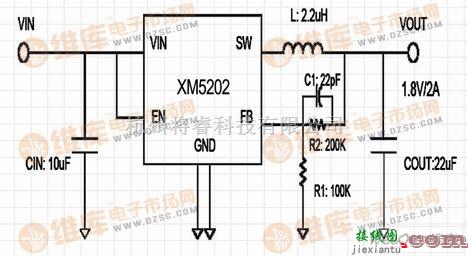 基础电路中的基于XM52022A 1.5MHz 同步降压DC/DC转换器电路  第1张