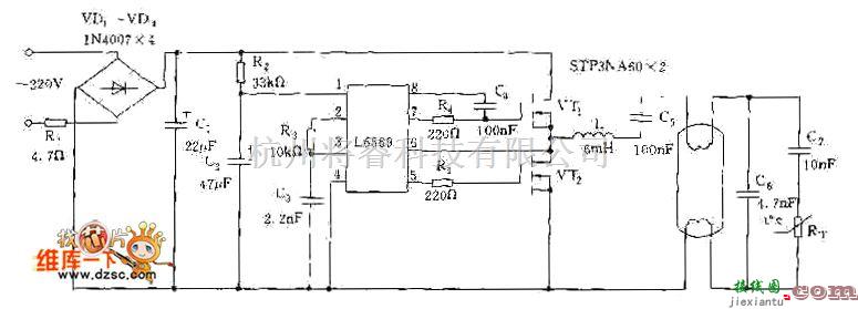 电子镇流器中的采用L6569构成的电子整流器电路图  第1张
