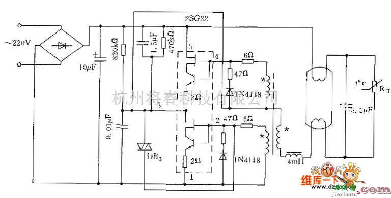 电子镇流器中的电子整流器中采用联栅晶体管的电路图  第1张