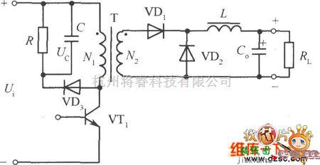电源电路中的采用RC与二极管钳位的单端正激变换器电路图  第1张