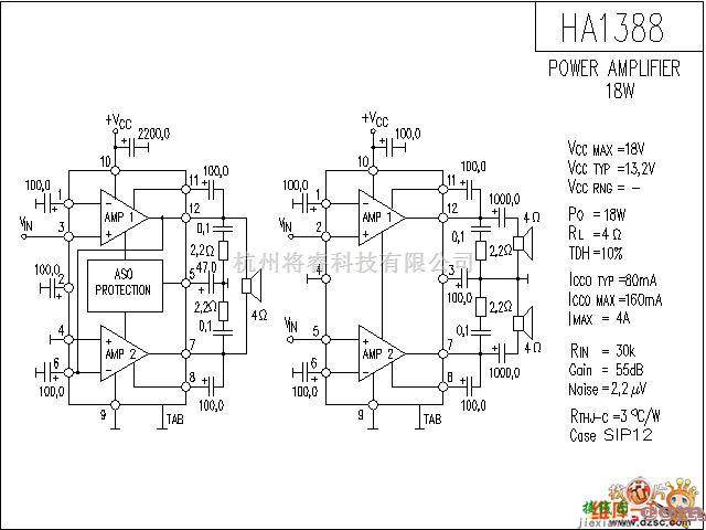 音频电路中的HA1388 音响IC电路图  第1张
