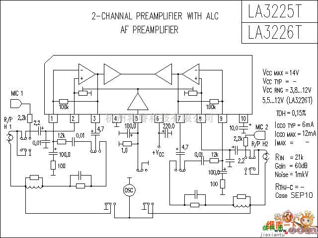 音频电路中的LA3225T-6T 音响IC电路图  第1张