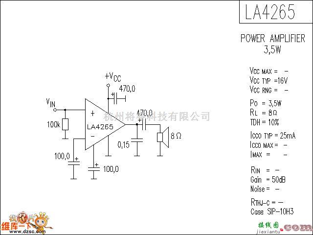 音频电路中的LA4265 音响IC电路图  第1张