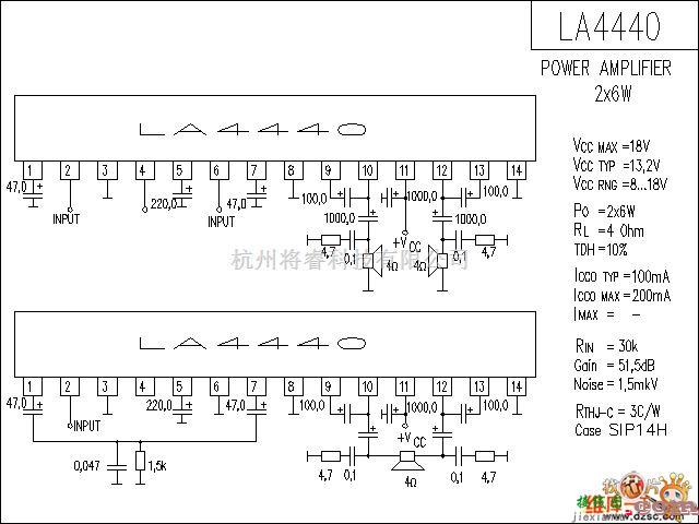 音频电路中的LA4440 音响IC电路图  第1张