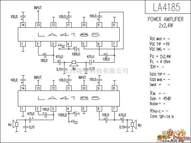 音频电路中的LA4185 音响IC电路图  第1张